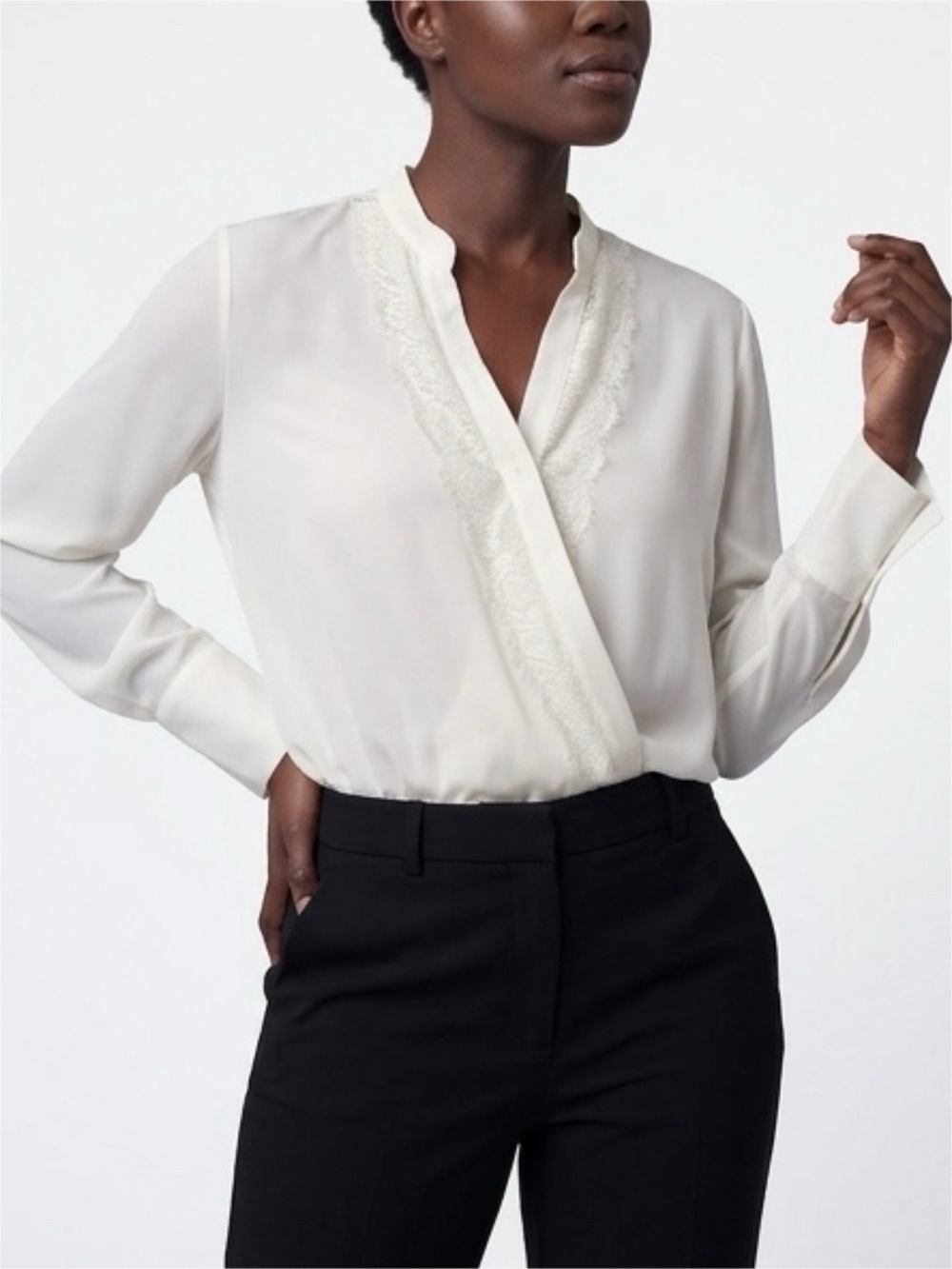 Scoop Cream Elegant Lace-Trim Bodysuit 8-10